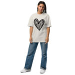 Oversized Faded Leopard Print Heart T-Shirt