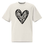 Oversized Faded Leopard Print Heart T-Shirt