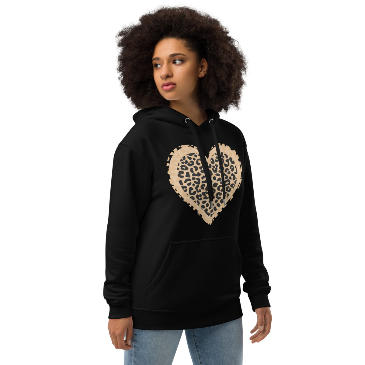 Women's Leopard Heart Eco-Friendly Hoodie