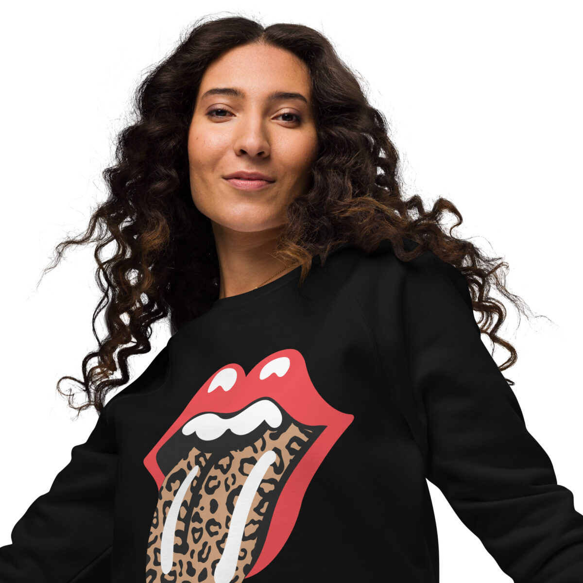 Unisex Leopard-Mouth Eco-Friendly Raglan Sweatshirt