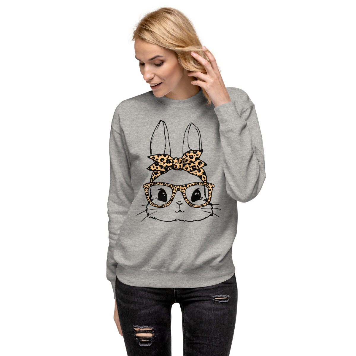 Bunny With Leopard Glasses & Bandana Sweatshirt