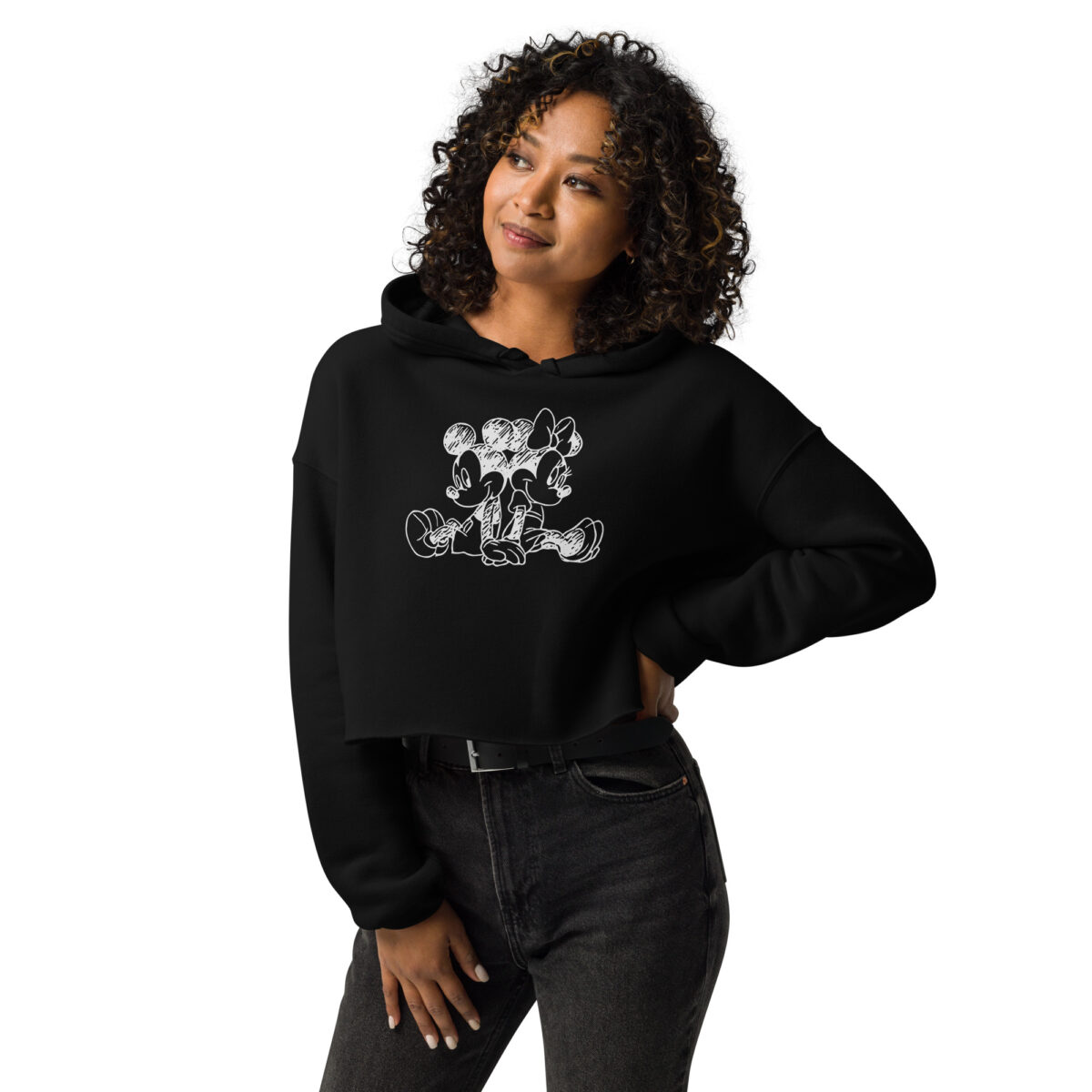 Women’s Mickey & Minnie Mouse Disney Crop Black Hoodie