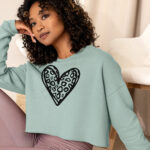 Leopard Print Heart Crop Sweatshirt