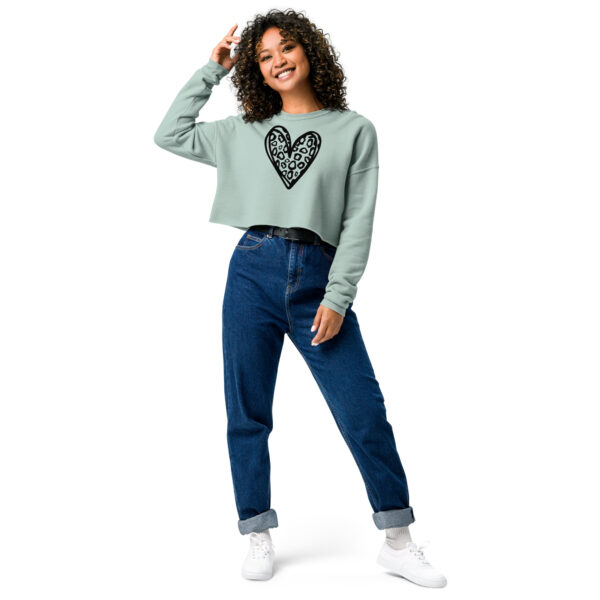 Leopard Print Heart Crop Sweatshirt