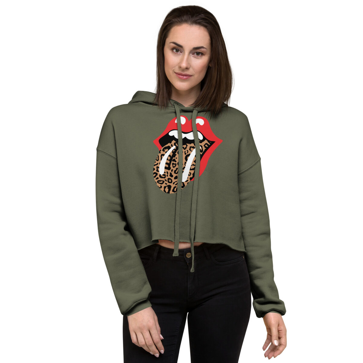 Women’s Leopard-Mouth Crop Hoodie