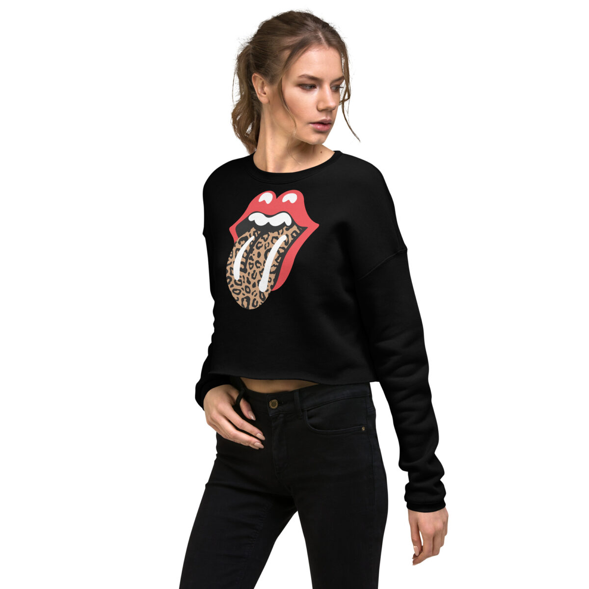 Women's Leopard-Mouth Crop Sweatshirt