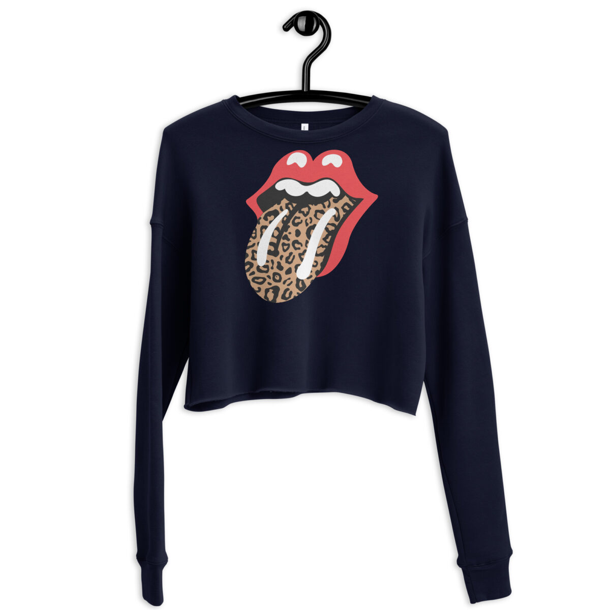 Women’s Leopard-Mouth Navy Crop Sweatshirt