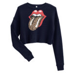 Women’s Leopard-Mouth Navy Crop Sweatshirt