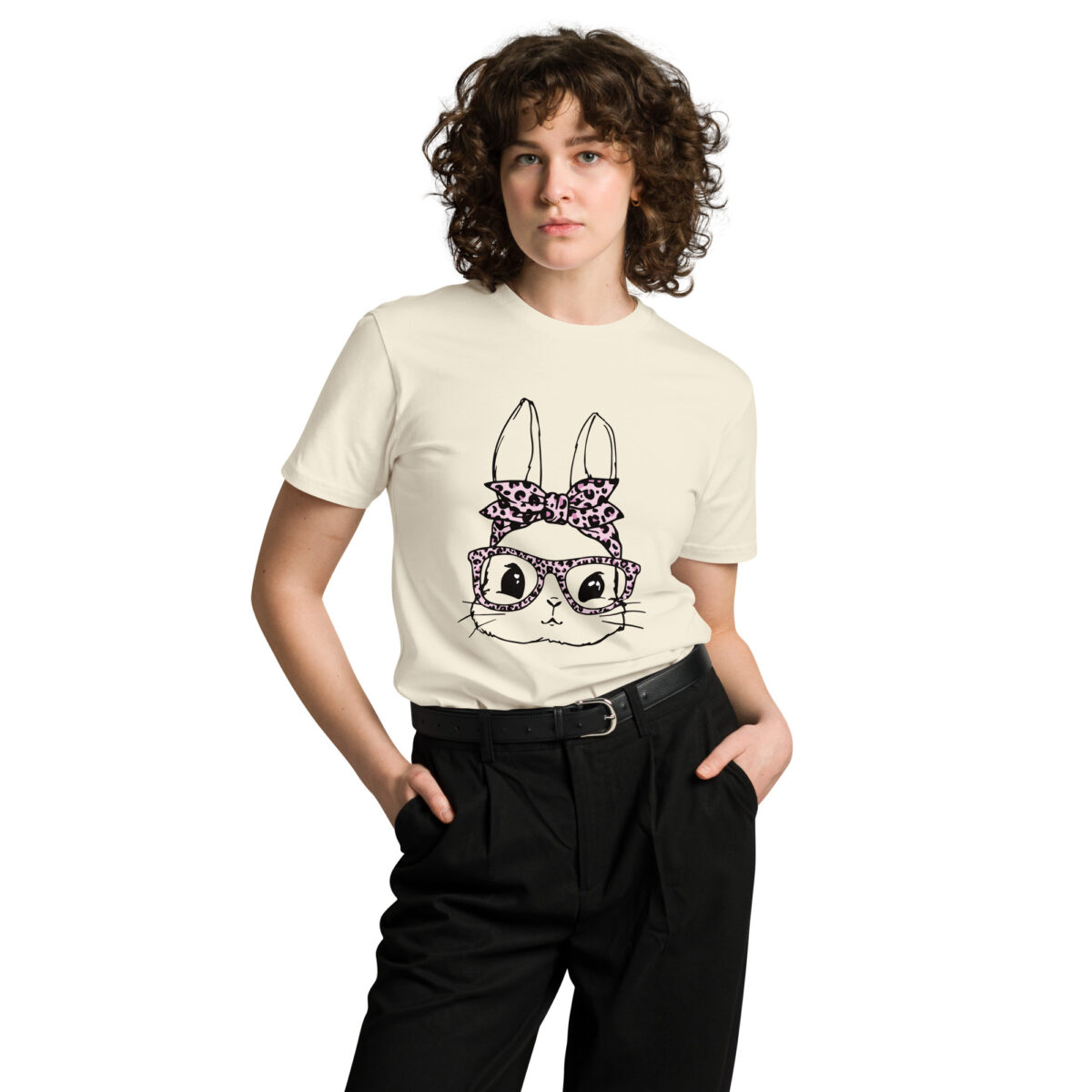 Bunny With Purple Leopard Glasses & Bandana Tee